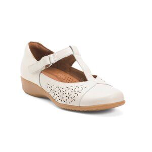 COBB HILL ROCKPORT White Leather Rowen Comfort T-strap Shoes